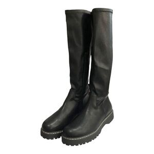 Unionbay black‎ chunky goth slip on knee high chunky platform boots size 10 new